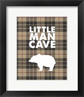 Little Man Cave - Bear Tan Plaid Background Fine Art Print