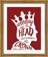 Uneasy Lies The Head Shakespeare - King White on Red Fine Art Print