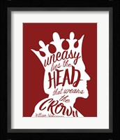 Uneasy Lies The Head Shakespeare - King White on Red Fine Art Print