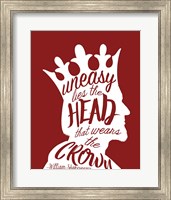 Uneasy Lies The Head Shakespeare - King White on Red Fine Art Print