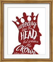 Uneasy Lies The Head Shakespeare - King Red on White Fine Art Print
