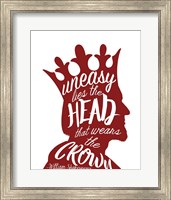 Uneasy Lies The Head Shakespeare - King Red on White Fine Art Print