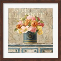 Tulips in Teal and Gold Hatbox Fine Art Print