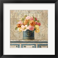 Tulips in Teal and Gold Hatbox Fine Art Print