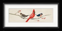 Festive Birds Panel II Linen Fine Art Print