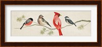 Festive Birds Panel I Linen Fine Art Print