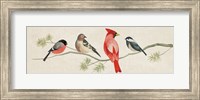Festive Birds Panel I Linen Fine Art Print