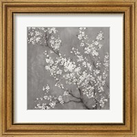White Cherry Blossoms II on Grey Crop Fine Art Print