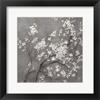 White Cherry Blossoms I on Grey Crop Fine Art Print