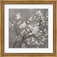 White Cherry Blossoms I on Grey Crop Fine Art Print