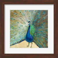 Blue Peacock Cream Fine Art Print