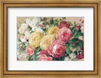 Antique Roses on Tan Crop Fine Art Print