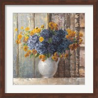 Fall Dahlia Bouquet Crop Blue Fine Art Print