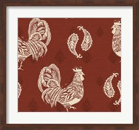 Woodcut Rooster Patterns Fine Art Print