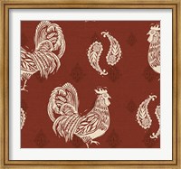 Woodcut Rooster Patterns Fine Art Print