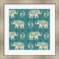 Woodcut Elephant Pattern B Fine Art Print