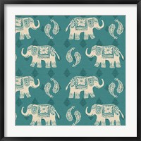 Woodcut Elephant Pattern B Fine Art Print