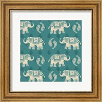 Woodcut Elephant Pattern B Fine Art Print