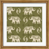 Woodcut Elephant Patterns Fine Art Print