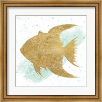 Silver Sea Life Aqua Fish no Gold Splatter Fine Art Print