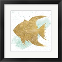 Silver Sea Life Aqua Fish no Gold Splatter Framed Print