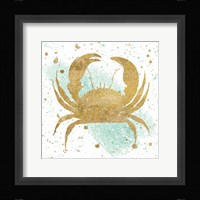 Silver Sea Life Aqua Crab Framed Print
