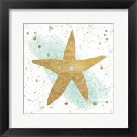 Silver Sea Life Aqua Starfish Framed Print