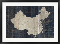 Old World Map Blue China Fine Art Print