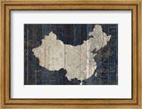 Old World Map Blue China Fine Art Print