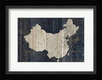 Old World Map Blue China Fine Art Print