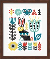 Folk Lodge Rabbit V2 Teal Fine Art Print