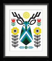 Folk Lodge Deer II Fine Art Print
