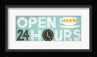 Retro Diner Open 24 Hours Panel Fine Art Print
