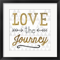 Mod Triangles Love the Journey Gold Framed Print