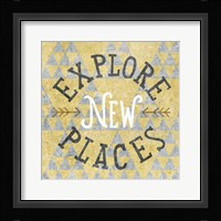 Mod Triangles Explore New Places Gold Fine Art Print