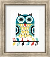 Folk Lodge Owl V2 Teal Fine Art Print