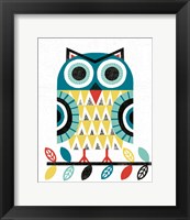 Folk Lodge Owl V2 Teal Fine Art Print