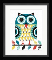 Folk Lodge Owl V2 Teal Fine Art Print