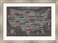 US City Map on Wood Gray Fine Art Print