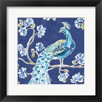Peacock Allegory IV Blue Framed Print
