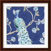 Peacock Allegory III Blue Fine Art Print