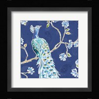 Peacock Allegory III Blue Framed Print