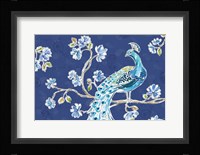 Peacock Allegory II Blue Framed Print