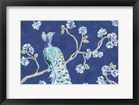 Peacock Allegory I Blue Framed Print