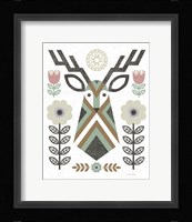 Folk Lodge Deer II Hygge Framed Print