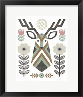 Folk Lodge Deer II Hygge Framed Print