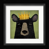 The Black Bear with Crown Framed Print