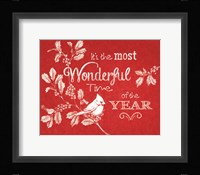 Chalkboard Christmas Sayings VI on red Framed Print