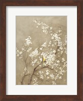 White Cherry Blossom I Neutral Crop Bird Fine Art Print