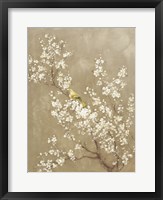 White Cherry Blossom II Neutral Crop Bird Fine Art Print